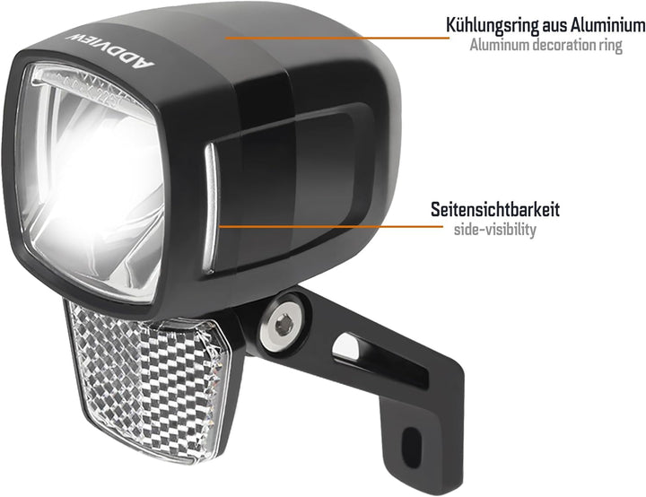 Dynamo Frontlicht 80 Lux Hammer M80 – Fahrradlampe mit Helligkeitssensor, Standlicht, StVZO & ECE zu