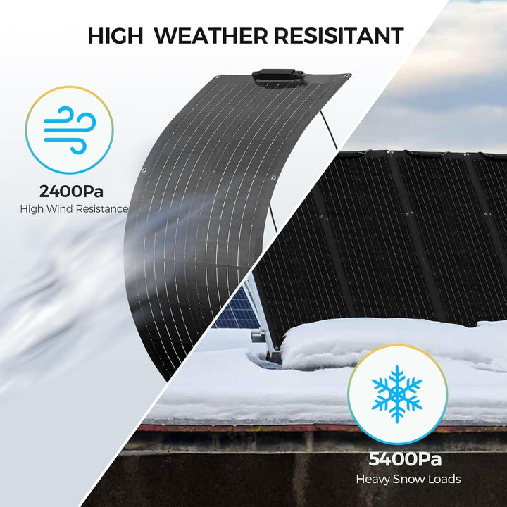 Schwarz 50W Flexibles Solarpanel Kit Set 12V Monokristallines Solarmodul+10A 12V/24V Solarladeregler