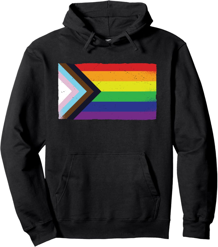 LGBT Gay Lesben CSD Pride Flag LGBTQ Grunge Pullover Hoodie