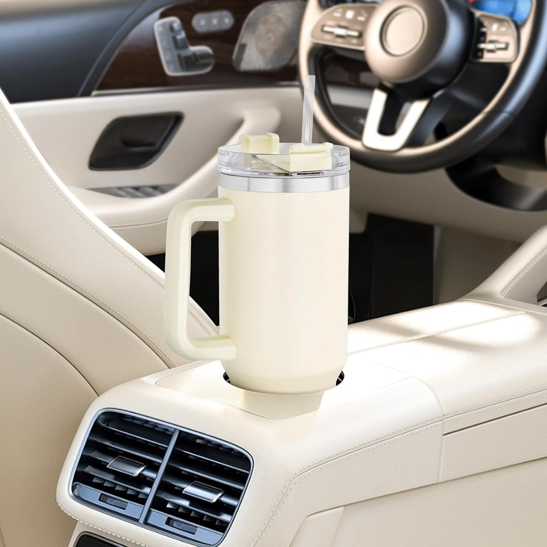 Thermobecher mit Strohhalm und Henkel 1,2L, 100% Auslaufsicherer Trinkbecher, Edelstahl Doppelwand V