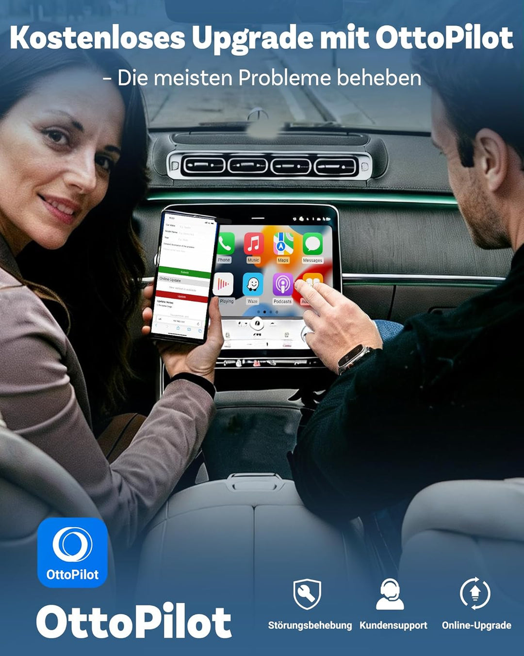 OTTOCAST Mini Pico Wireless CarPlay Adapter & Android Auto Adapter, Macht kabelgebundenes CarPlay ka