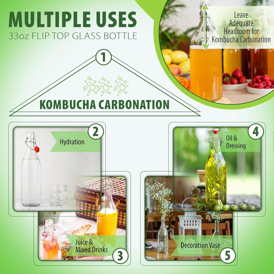 AYL Flip-Top-Glasflasche, Bügel-Brauflasche mit Stopfen für Getränke, Öl, Essig, Kombucha, Bier, Was