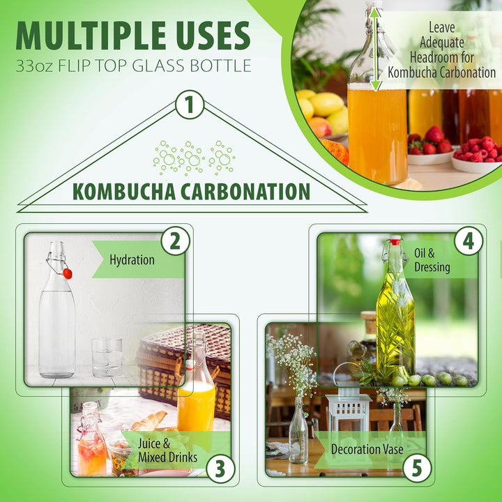AYL Flip-Top-Glasflasche, Bügel-Brauflasche mit Stopfen für Getränke, Öl, Essig, Kombucha, Bier, Was