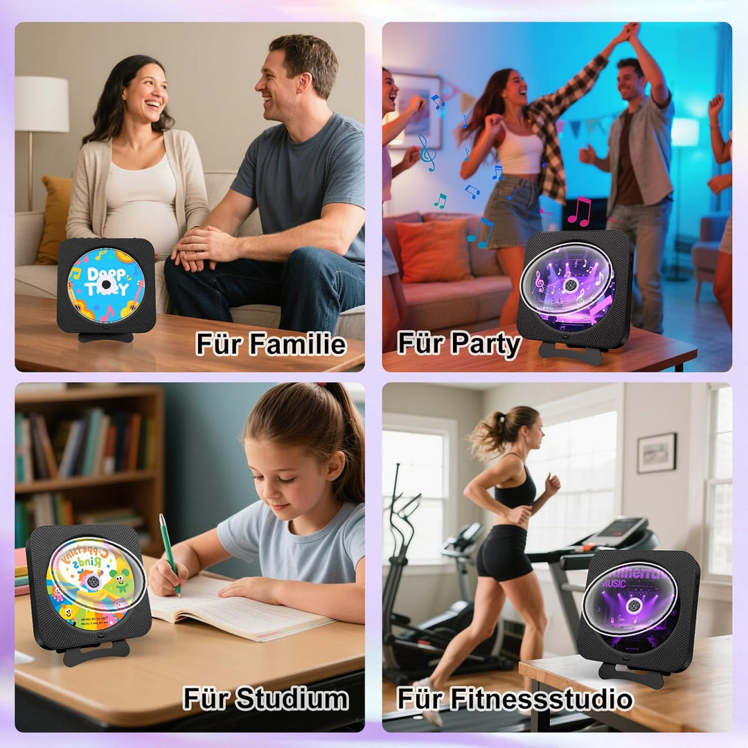 Canareen CD Player Boombox - Upgrade Bluetooth Lautsprecher mit Staubschutzhülle & LED Bildschirm |