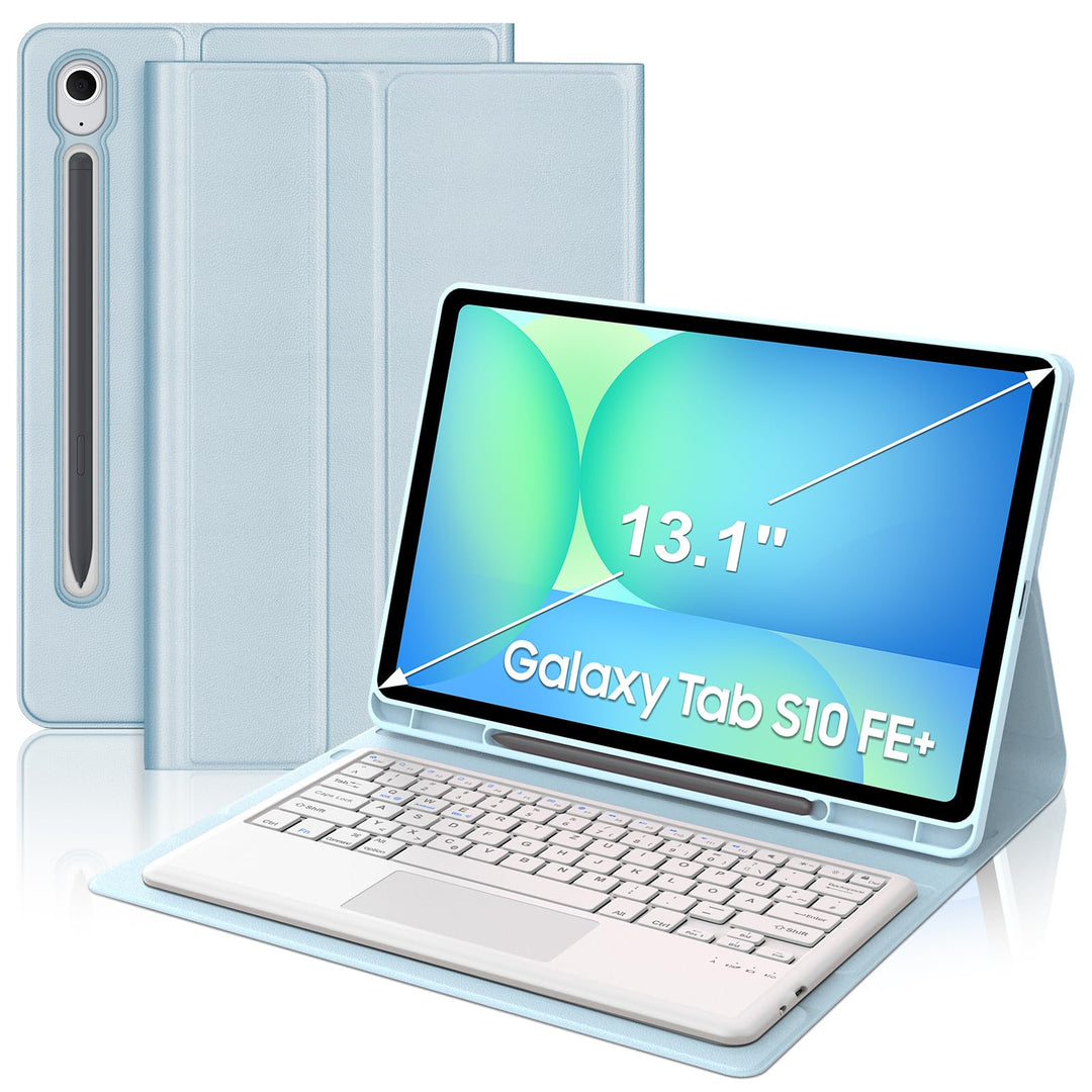 Für Galaxy Tab S10 FE+ Hülle mit Trackpad Tastatur – Deutsches QWERTZ-Layout, Präzisions-Touchpad fü