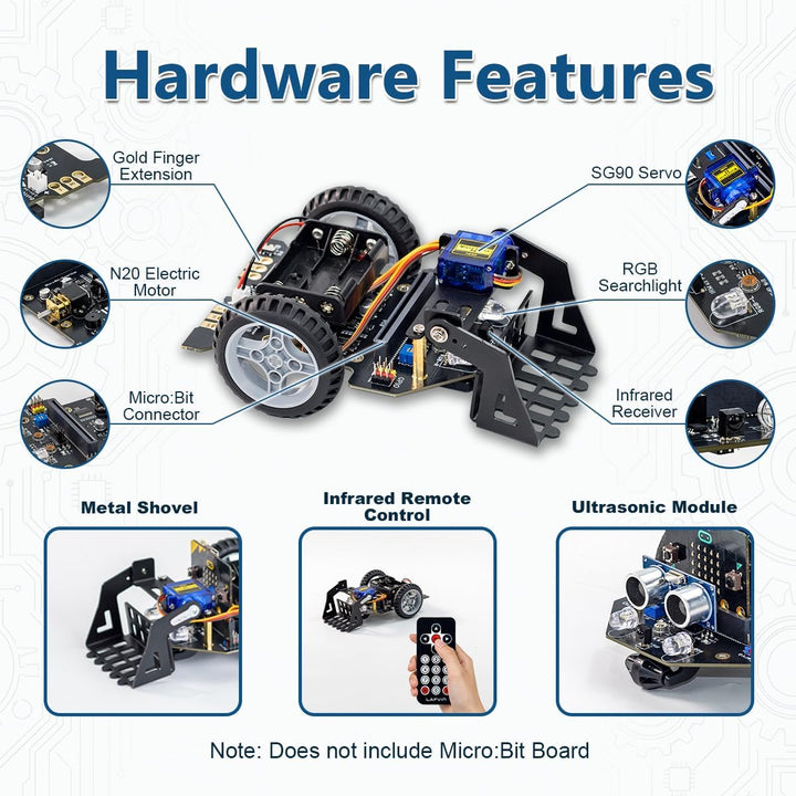 LAFVIN MicroBit Smart Robot Car für MakeCode und MicroPython, STEM-Lernroboter für Kinder und Anfäng