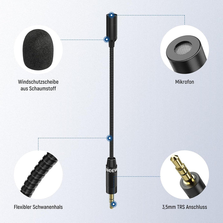NEEWER 3,5mm TRS Omnidirektionales Kondensator Mikrofon, drahtloses Mikrofon für Interviews, kompati