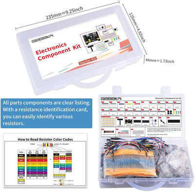 GeeekPi Electronics Component Starter Fun Kit mit Netzteilmodul,Steckbrett,GPIO Erweiterung Modul,Wi