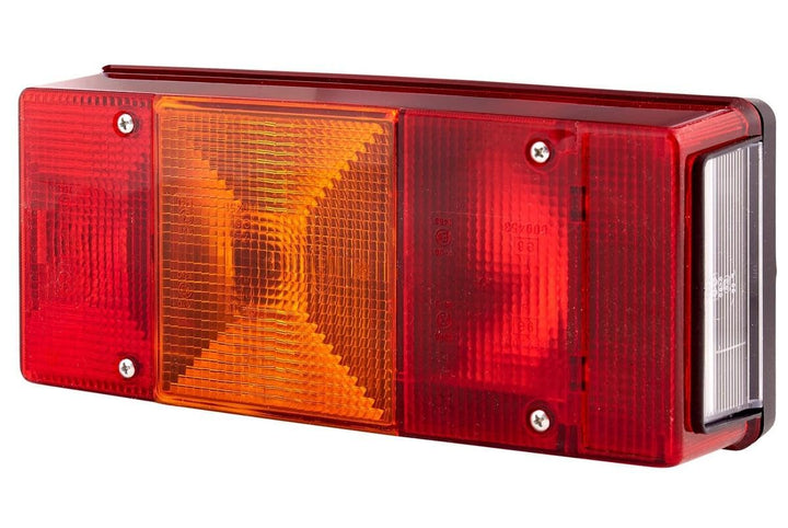 HELLA - Heckleuchte - Glühlampe - 12V - Anbau - Lichtscheibenfarbe: rot/gelb - Stecker: Flachstecker