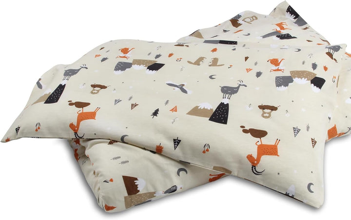 schlummersack Kinder Bettwäsche Set 100x135 Bergtiere aus 100% Baumwolle, Wendbar, mit Reissverschlu