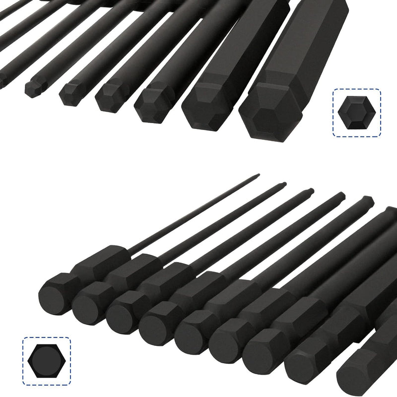 Hakkin 9 Stück 1/4" Kugelkopf Sechskant Schraubendreher Bit 100mm Sechskant Magnetischen Innensechsk