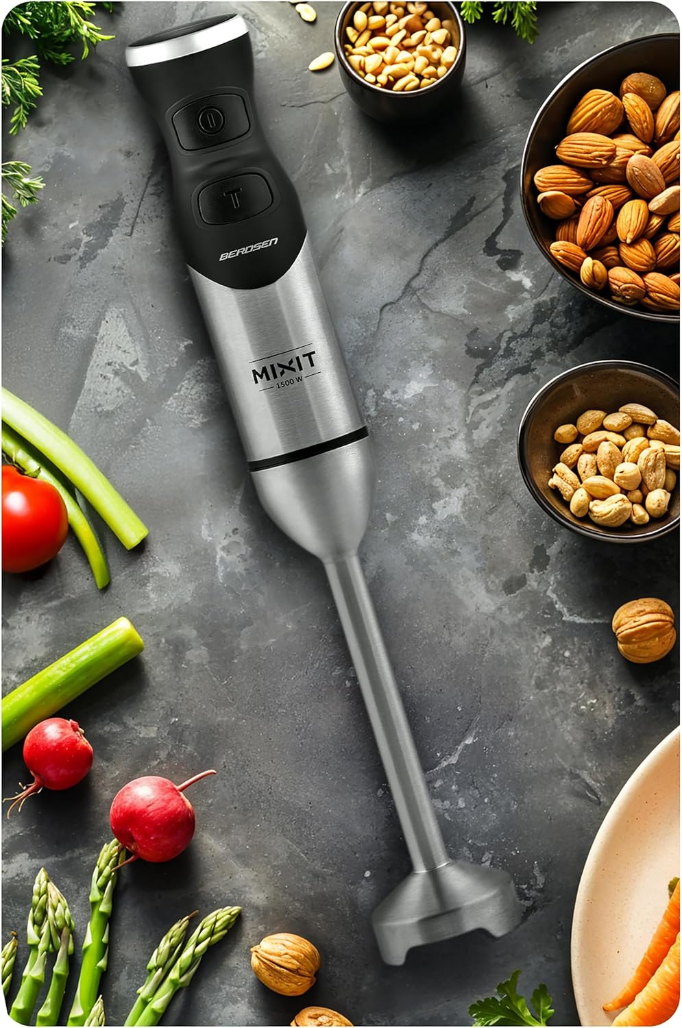 Berdsen Stabmixer Handmixer Pürierstab 1500W Multifunktional Mit Zubehör Turbo Funktion 1000 ml Tita