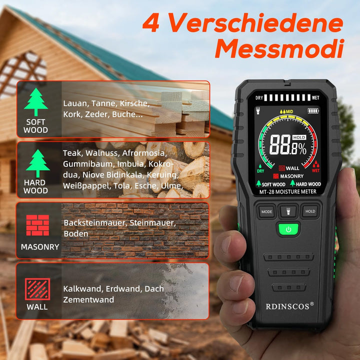 Feuchtigkeitsmessgerät für Wände Feuchtigkeitsmesser Wand Zerstörungsfreie Messung Feuchtemessgerät