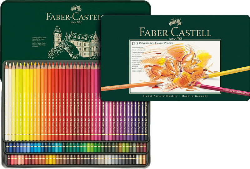 Faber-Castell 110011 - Künstlerfarbstifte Polychromos, 120er Metalletui Metalletui 120-teilig, Metal