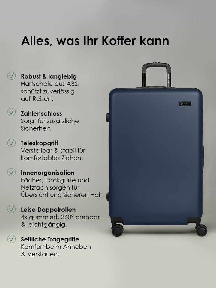 Smartbox Hartschalen Koffer-Set 3-teilig für Damen & Herren | leichte & stabile Reise-Trolleys aus h