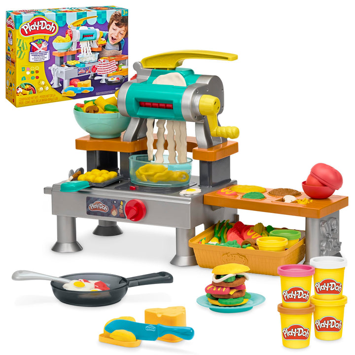 Play-Doh Brutzelspass-Küche, Spielset mit realistischen Kochgeräuschen, mehr als 25 Spiel-Snacks zum