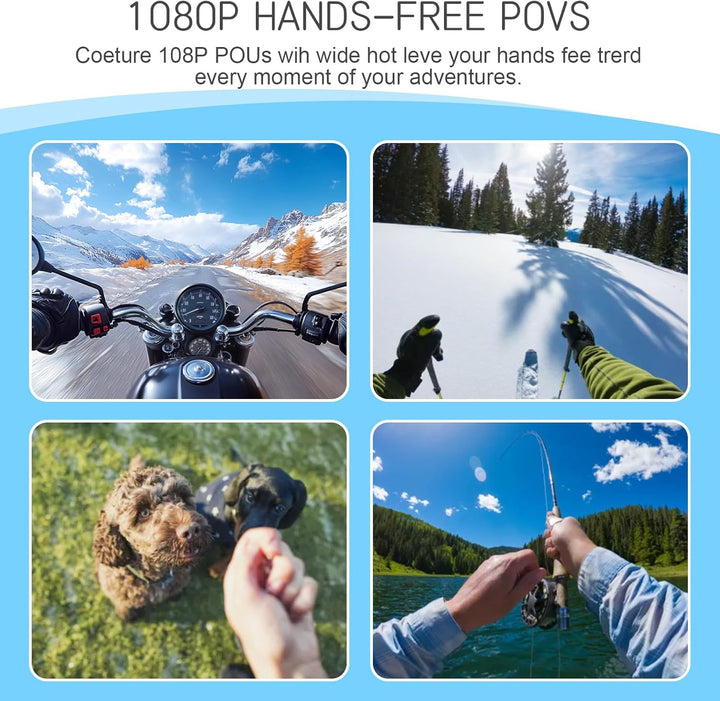360° Action Kamera, Mini Action Cam1080P und 32 GB Speicherkarte Helmkamera, Magnetische Taschen-Dau