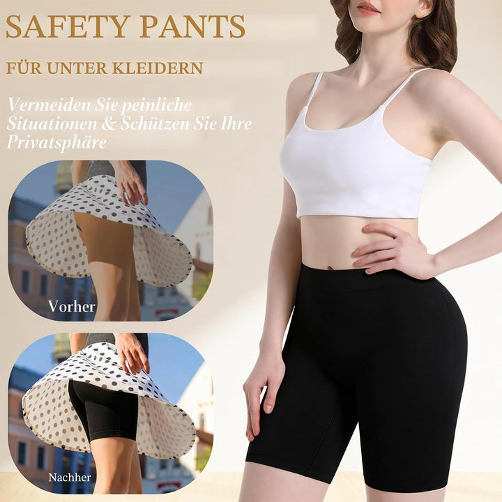 Damen Shorts Radlerhose Kurze, 3er Pack Anti Scheuern Unterhose für unter Kleider, Nahtlos Hohe Tail