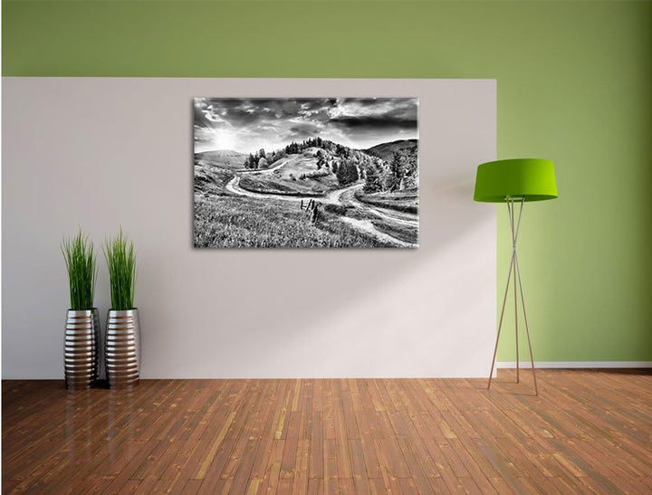 Pixxprint Atemberaubende Landschaft / 100x70cm Leinwandbild bespannt auf Holzrahmen/Wandbild Kunstdr