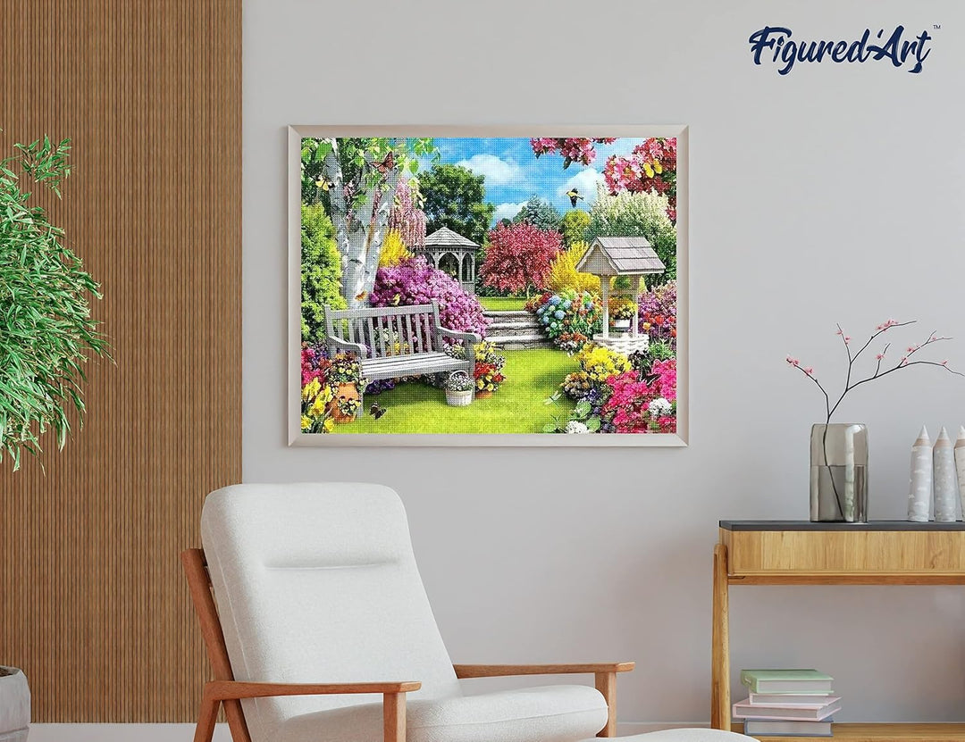Figured'Art Diamond Painting Erwachsene 40x50cm Ganze Leinwand gerollt Schöner Garten 5D Bilder Ecki