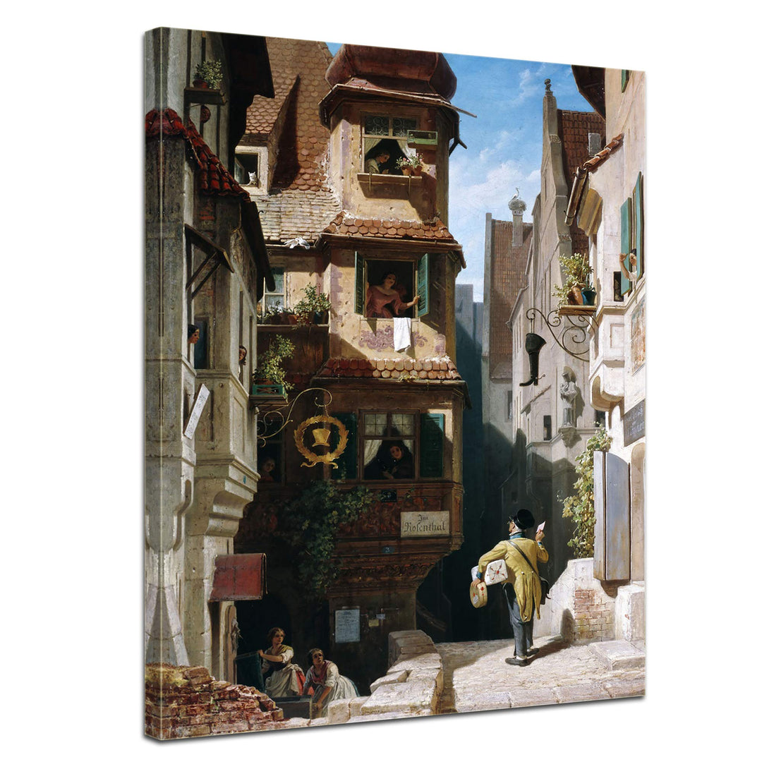 Bilderdepot24 Bild auf Leinwand | Carl Spitzweg Der Briefbote im Rosenthal in 60x80 cm als Wandbild
