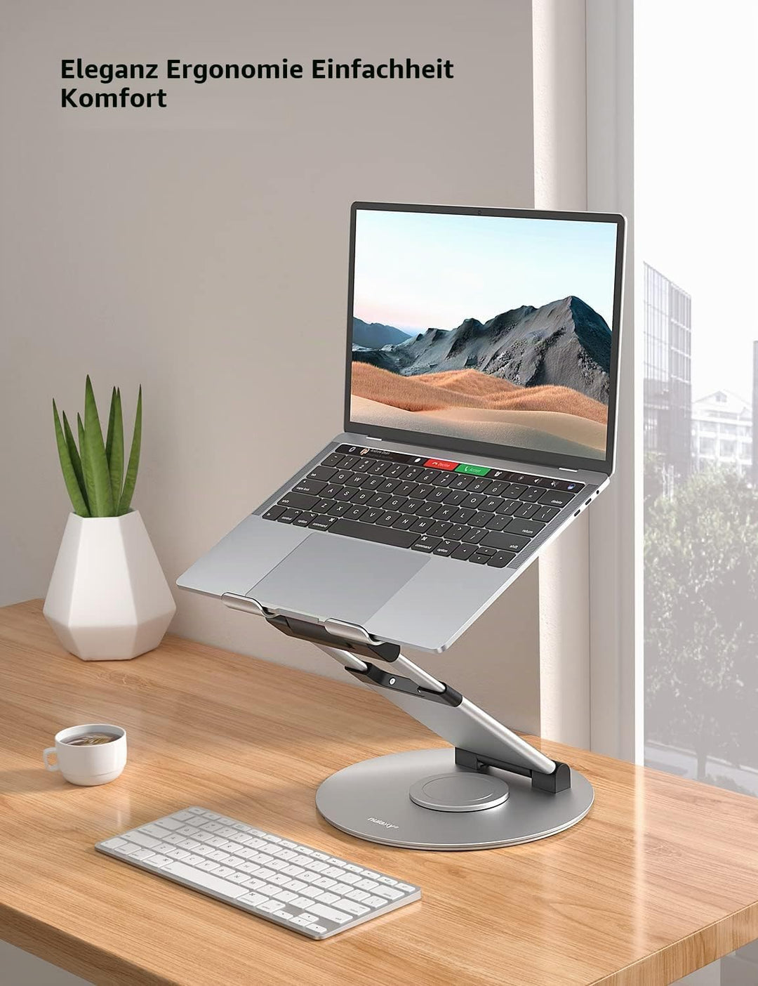 NULAXY Ausziehbare Laptop Ständer mit 360 Drehbarer Basis, Ergonomischer Laptopständer Höhenverstell