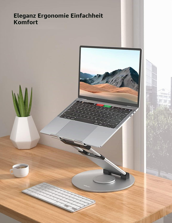 NULAXY Ausziehbare Laptop Ständer mit 360 Drehbarer Basis, Ergonomischer Laptopständer Höhenverstell