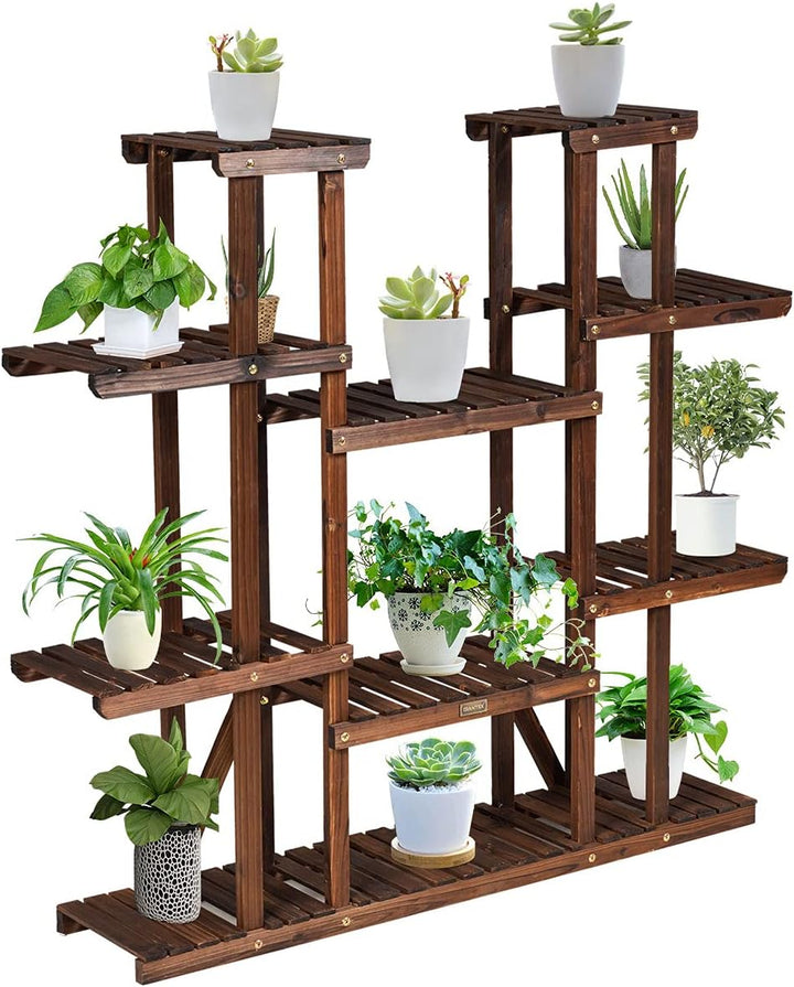 GIANTEX Pflanzenregal Blumenregal Holz, Blumenständer 6 Ebenen, Pflanzenregal Gartenregal mehrstöcki