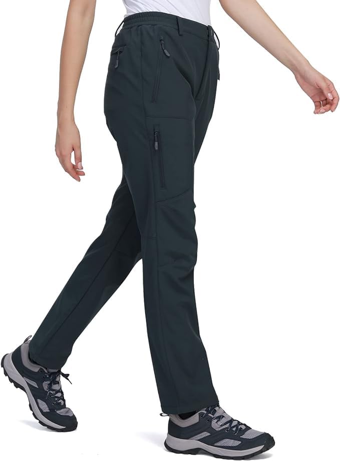 Ambayz Softshellhose Damen Wasserdicht Winddicht Fleece Gefüttert Outdoor Wandern Skihose Isolierend