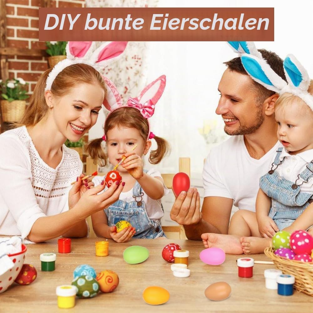 50 Stück Ostereier Plastik Bunt, Ostereier Deko, 6cm Plastikeier Kunststoffeier Ostereier zum Aufhän