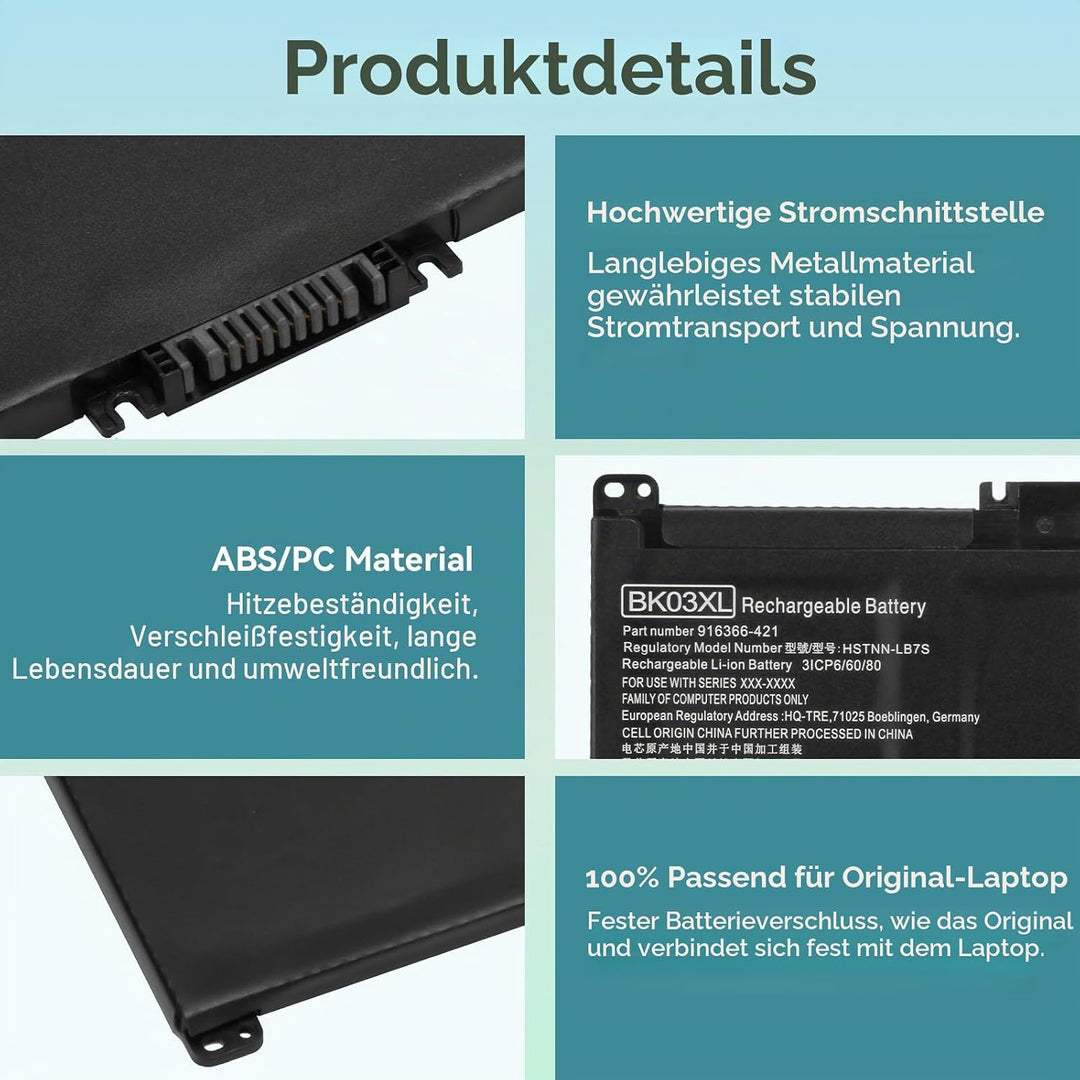 K KYUER BK03XL Laptop Akku für HP Pavilion X360 14-ba0xx 14-ba1xx 14-ba2xx 14-ba006ng 14-ba011ng ba0