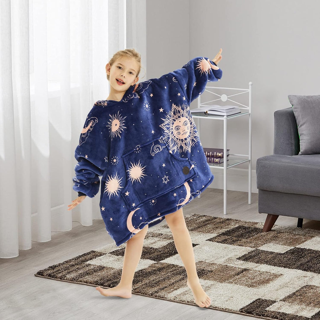 THREE POODLE Decken Hoodie, Oversize Hoodie Decken Pullover Kuschelpullover für Kinder, Warm und Wei