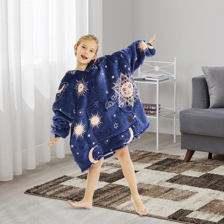 THREE POODLE Decken Hoodie, Oversize Hoodie Decken Pullover Kuschelpullover für Kinder, Warm und Wei