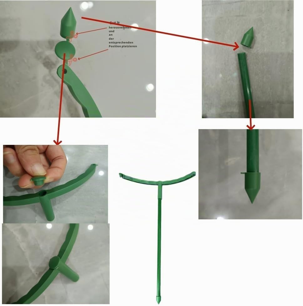 12 x Pflanzenstütze, halbrund, Pflanzenstützring, Gartenblumenstütze, Pflanzenstützpfähle für Tomate