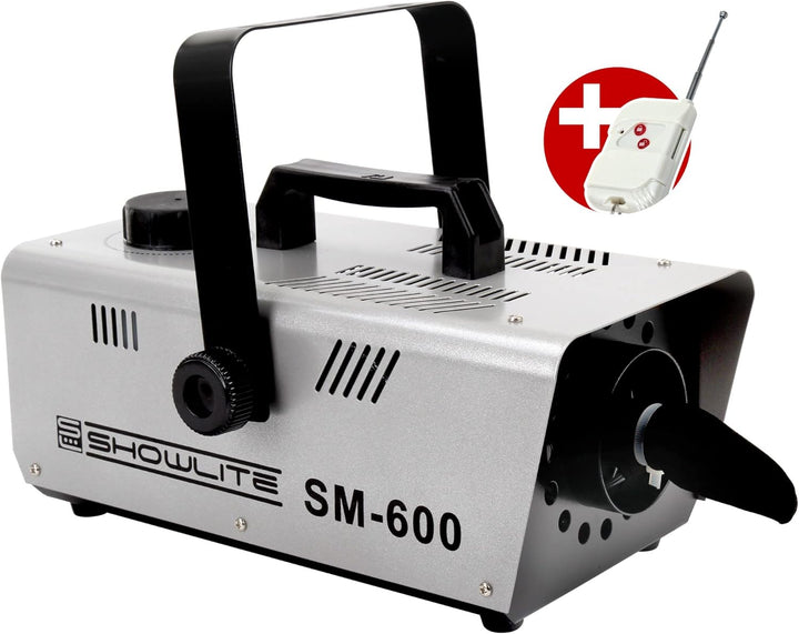 Showlite SM-600 Schneemaschine inkl. Funk-Fernbedienung + 1 l Schneefluid SET (Schneeausstoss: 30 m³