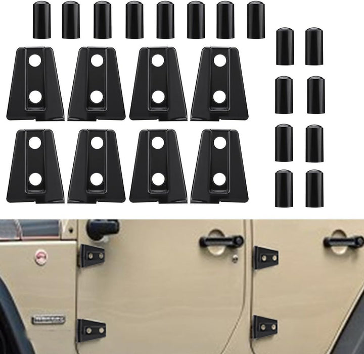 Dioche Scharnierabdeckungen, 8 Schwarze Autotürscharnierabdeckungen für Jeep Wrangler JK Unlimited 4