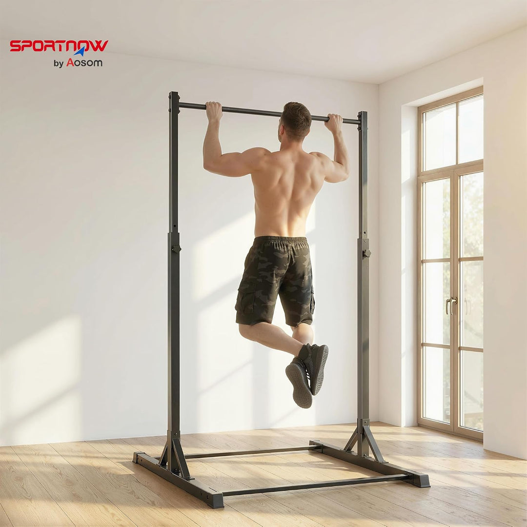 Soozier Tragbare Klimmzugstation 8-stufig verstellbar 440LBS Schwarz | Klimmzugstange, multifunktion
