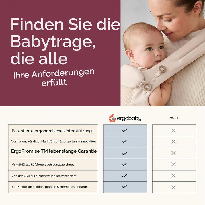 Ergobaby Lift Hip Seat Babytrage mit Babyhüftsitz für Babys und Kleinkinder ab 6 Monaten (7,7 kg - 2