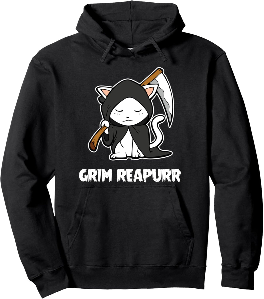 Grim Reapurr Katze Mietz Kätzchen Gevatter Tod Halloween Pullover Hoodie