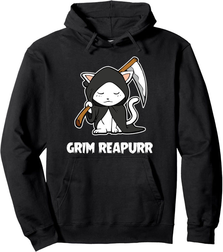 Grim Reapurr Katze Mietz Kätzchen Gevatter Tod Halloween Pullover Hoodie