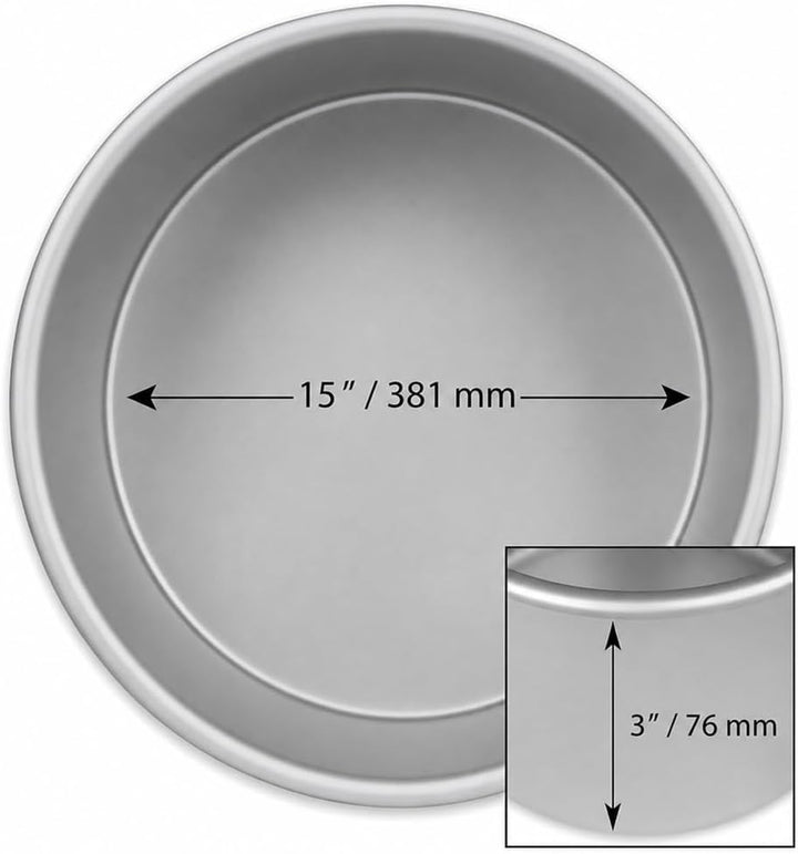 PME Runde Backform aus eloxiertem Aluminium, 381 x 76 mm, 38.1 cm 38 x 38 x 7.5 cm, 38 x 38 x 7.5 cm