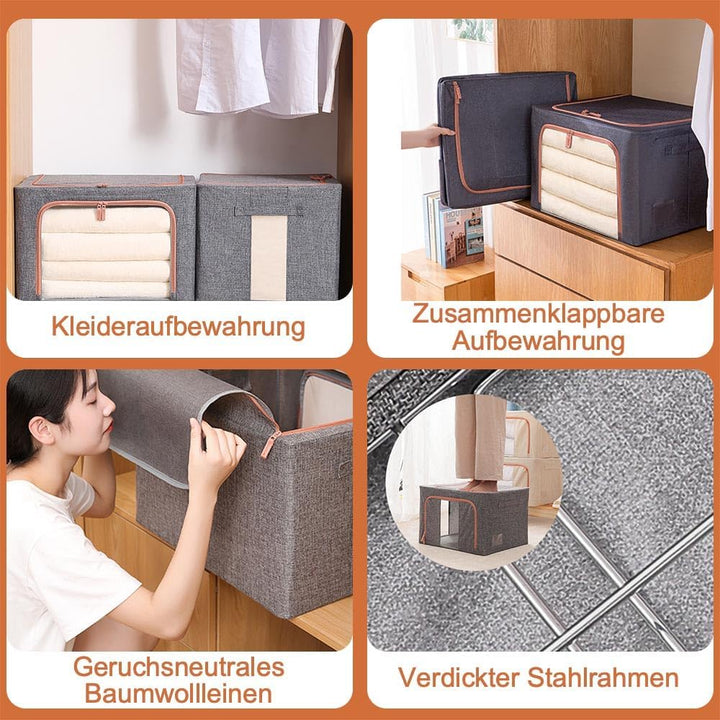 Accmuzzy 2 Stück Aufbewahrungstasche mit Metallrahmen 200L - Stapelbare Aufbewahrungstasche für klei
