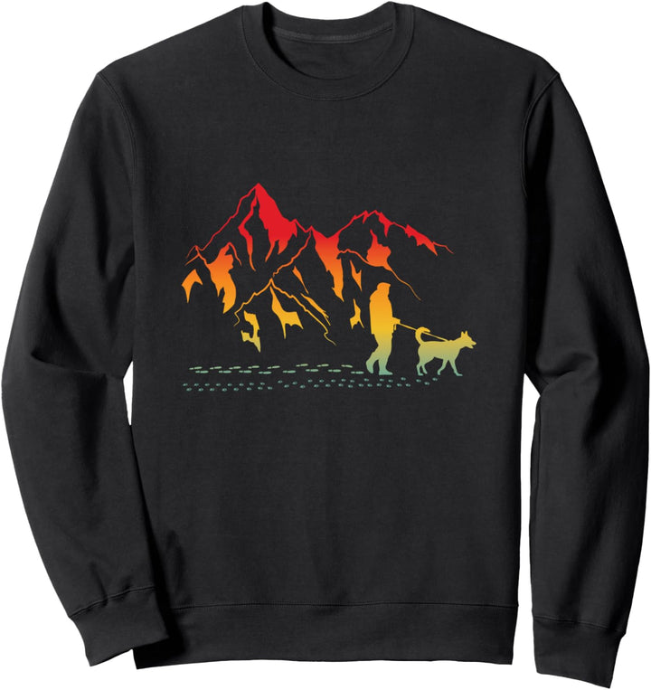 Berge Hund Wandern Gassi vintage Geschenk für Hundebesitzer Sweatshirt