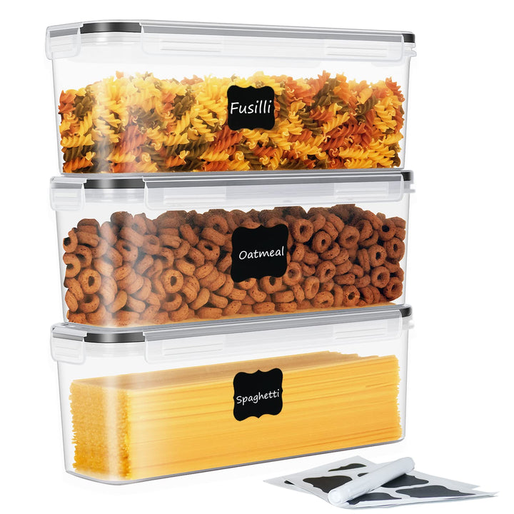 HRUISE Pasta Vorratsbehälter【3 Stück/Set】 2,3Liter Rechteckige Spaghetti Lange Nudel Aufbewahrungsbo