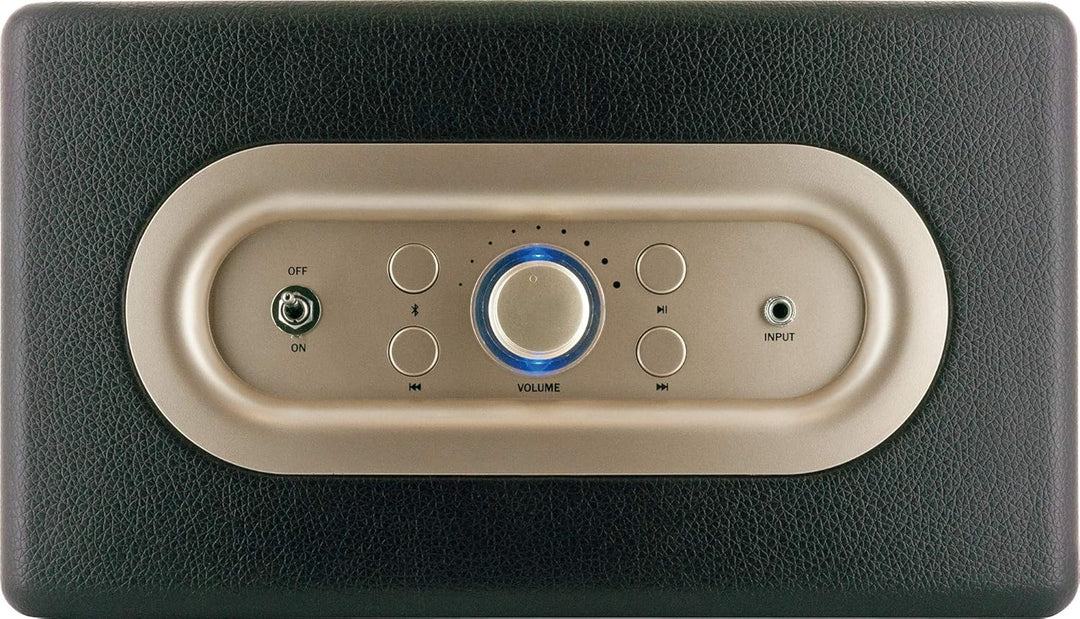 SCHWAIGER 661705 Retro Bluetooth Lautsprecher Vintage Speaker Lederoptik Holzgehäuse Akku HiFi Musik