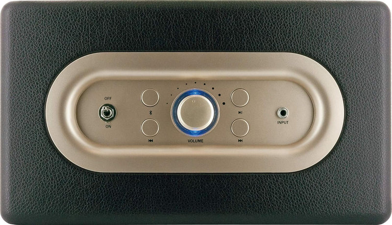 SCHWAIGER 661705 Retro Bluetooth Lautsprecher Vintage Speaker Lederoptik Holzgehäuse Akku HiFi Musik