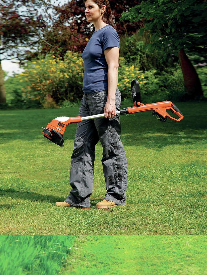 Black+Decker Akku-Rasentrimmer (18V 2,0Ah Li-Ion, Schnittbreite 23 cm, Zweithandgriff, Kantenschneid