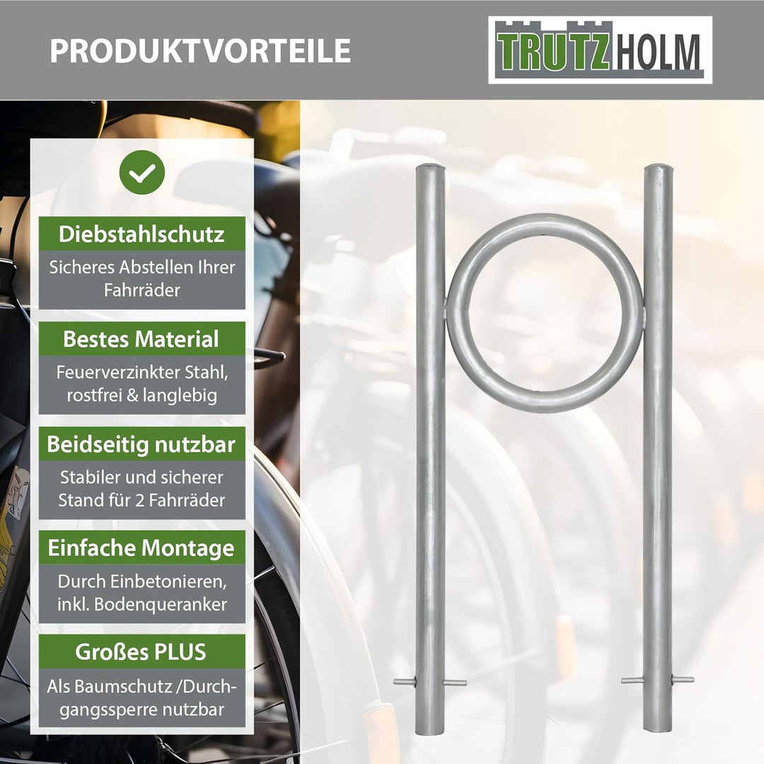 TRUTZHOLM Fahrradanlehnbügel 115 x 53 cm Stahl feuerverzinkt Rohrdurchmesser Ø 60 mm Fahrradständer