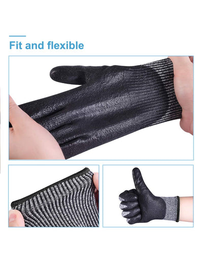 Donfri 5 Paar Schnittschutzhandschuhe Arbeitshandschuhe herren winter，handschuhe schnittfest garten