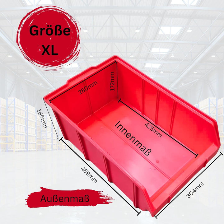 RODOPI 9er Set Stapelboxen, Grösse XL | Sichtlagerkästen 489x304x185mm | Robuste Lagerboxen für Werk